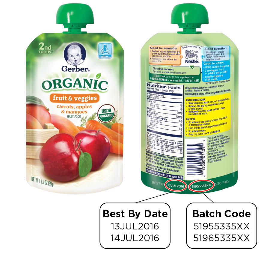 Organic 2ND FOODS Pouches - Pears, Carrots & Peas/Organic 2ND FOODS Pouches - Carrots, Apples and Mangoes 제품사진 #1