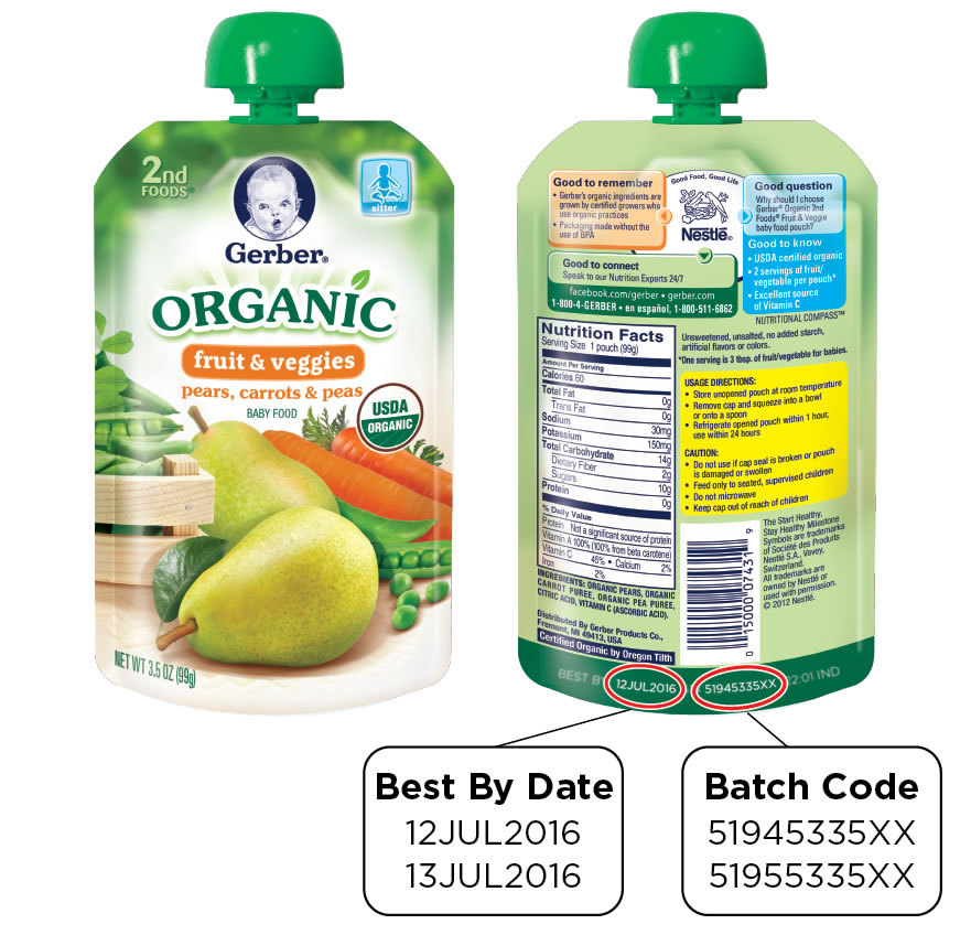 Organic 2ND FOODS Pouches - Pears, Carrots & Peas/Organic 2ND FOODS Pouches - Carrots, Apples and Mangoes 제품사진 #2