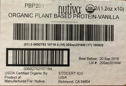 Nutiva Organic Plant Based Protein Superfood 30 Shake 제품사진 #3