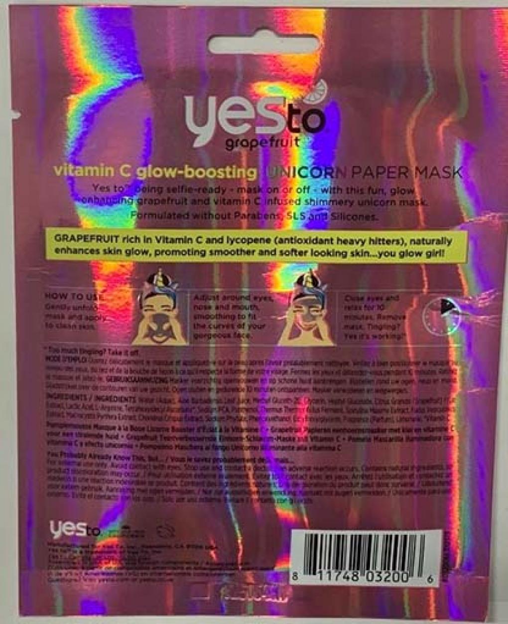 Yes To Grapefruit Vitamin C Glow Boosting Unicorn Paper Mask 제품사진 #2