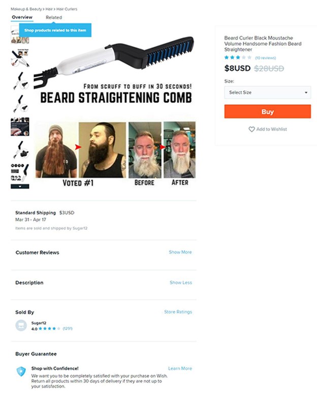 Beard Straightening Comb 제품사진 #1
