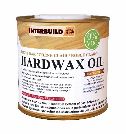 Interbuild Hardwax Natural Wood Oil Stain, Food-Safe, 100% VOC-Free, LIGHT OAK 제품사진 #1