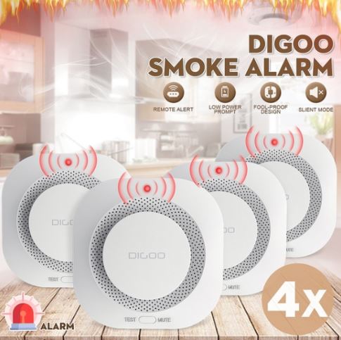 DIGOO 2/4 Pcs Smoke Gas Detector Fire Alarm Bell Cordless Home Security Remote Alert 제품사진 #1