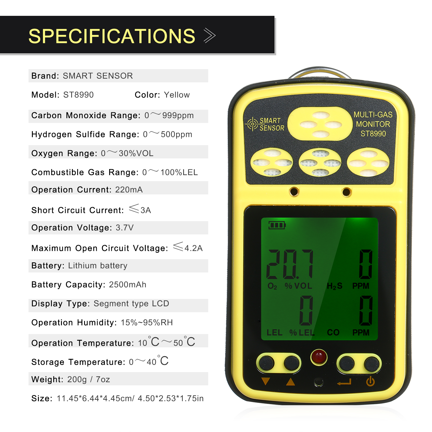 Smart Sensor ST8990 Multi Gas Monitor 제품사진 #2