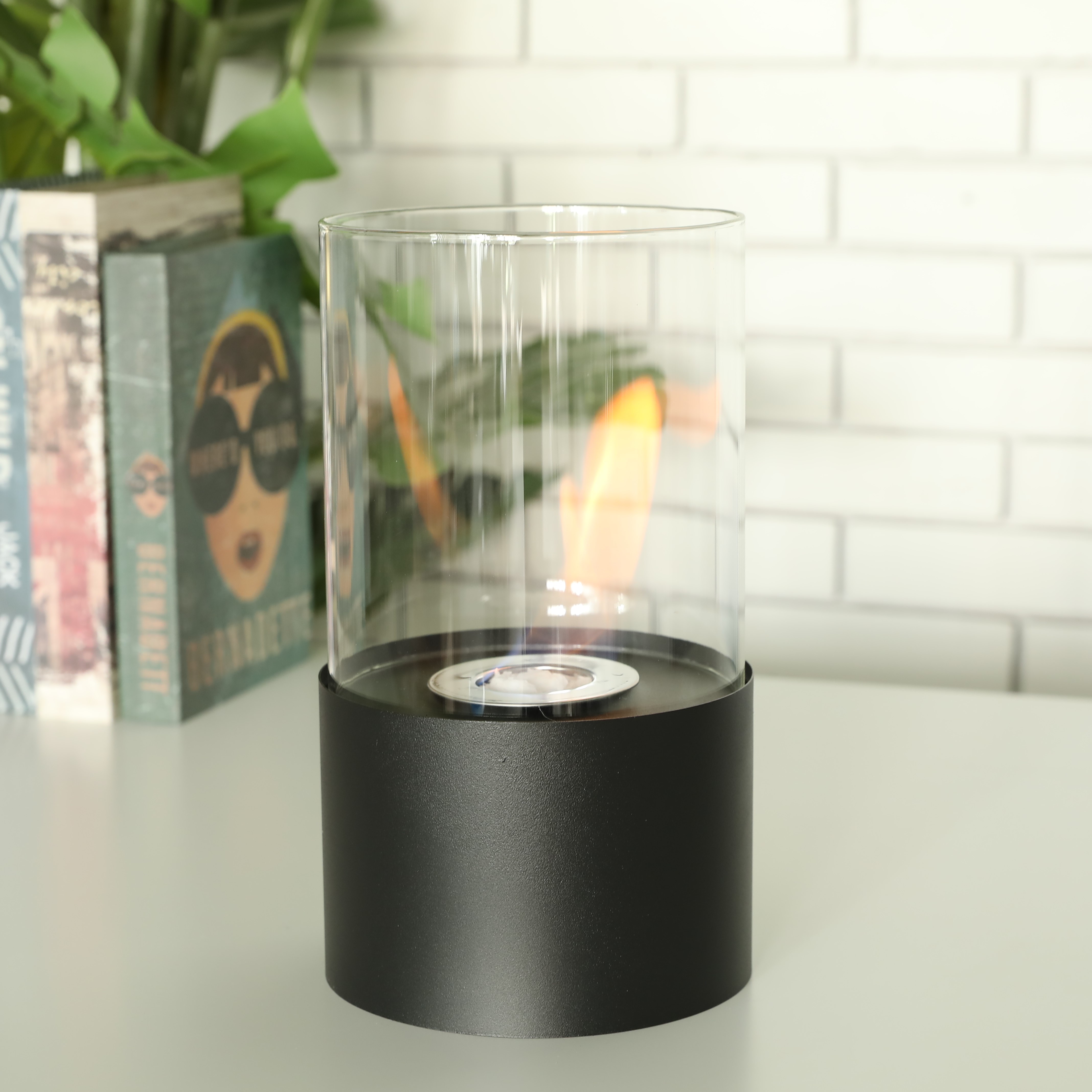 JHY Design Tabletop Fire Bowl Pot Indoor/Outdoor Portable Tabletop Fireplace?Round Tabletop Fireplace Realistic Burning Ventless Fireplace in Black (Large) 제품사진 #1