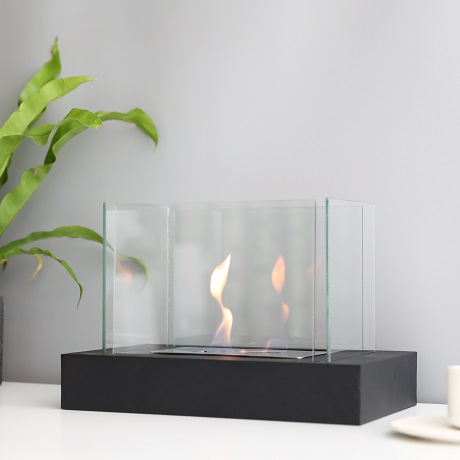 JHY DESIGN Rectangular Tabletop Fire Bowl Pot with Four-sided Glass 13.5
