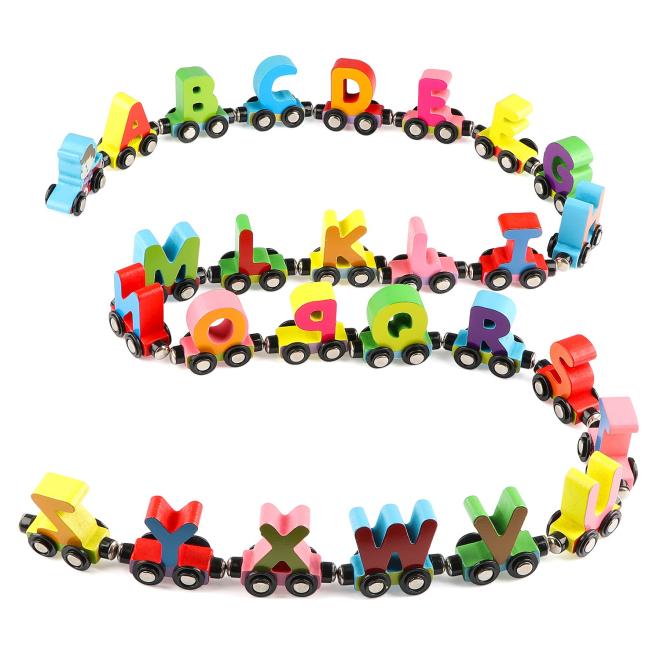 Wondertoys 27pcs Wooden Magnetic Alphanet Train Set 제품사진 #1