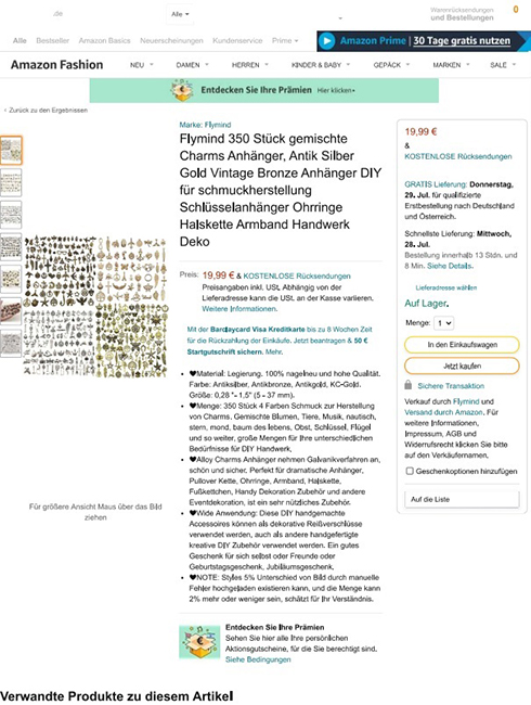 Flymind 350 Stuck gemischte Charms-Anhanger 제품사진 #4