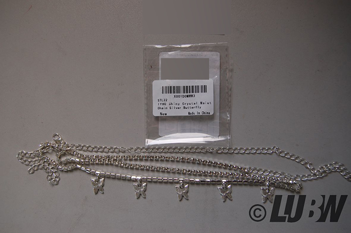 IYOU Glanzend Kristall Taillenkette Silber Schmetterling Strass Bauchketten Bling Nachtclub Bikini B 제품사진 #1