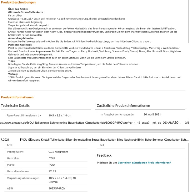 IYOU Glanzend Kristall Taillenkette Silber Schmetterling Strass Bauchketten Bling Nachtclub Bikini B 제품사진 #3