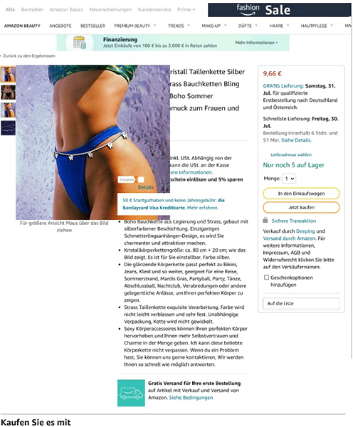 IYOU Glanzend Kristall Taillenkette Silber Schmetterling Strass Bauchketten Bling Nachtclub Bikini B 제품사진 #4