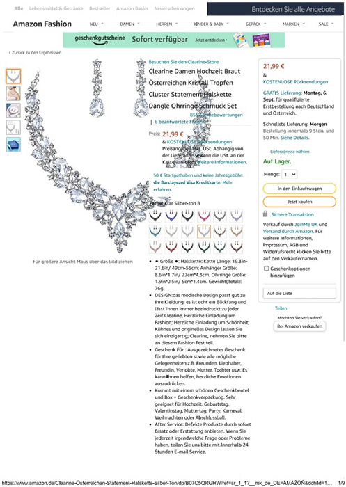 Clearine Damen Hochzeit Braut Osterreichen Kristall Tropfen Cluster Statement Halskette DangleOhrri. 제품사진 #5