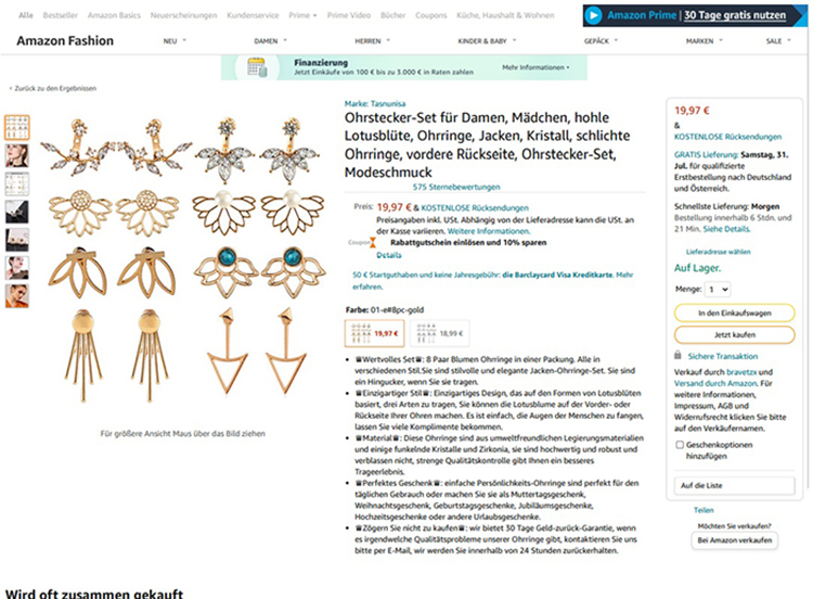 Tasnunisa Ohrstecker-Set fur Damen, Madchen, hohle Lotusblute, Ohrringe, Jacken, Kristall, schlichte Ohrringe 제품사진 #1