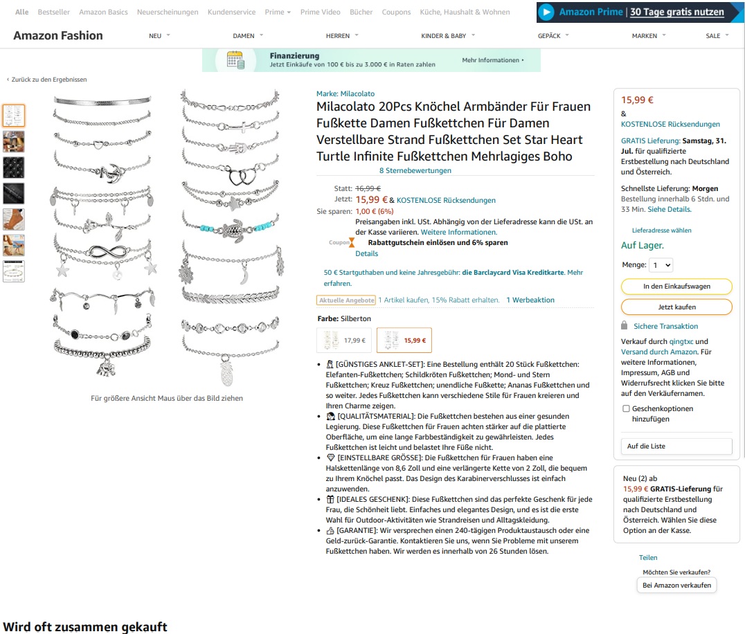 Milacolato 20Pcs Knochel Armbander Fur Frauen Fusskette Damen Fusskettchen Fur Damen 제품사진 #1