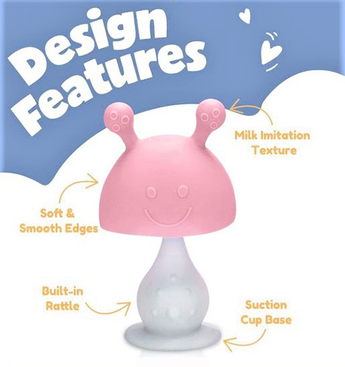 Mushroom Teether Toys for Newborn Babies, Toddlers, Infants, Relieve Sore Gum - BPA-Free Chew Toy 제품사진 #3