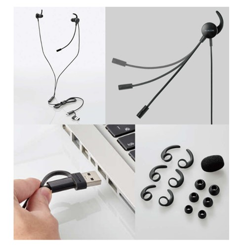 Elecom 지향성 마이크 모바일 헤드셋 귀마개 타입 USB Type-C 제품사진 #2