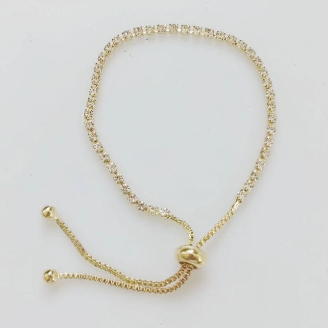 Sparkling Gold Plated Tennis Bracelet Adjustable Cubic Zirconia Inlaid Jewelry for Teen Girls 제품사진 #1