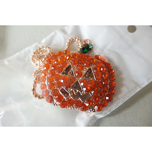 ORAZIO 4pcs Halloween Schmuck Set Thanksgiving Kurbis Ring Halskette Ohrringe fur Frauen Strass Hak 제품사진 #4