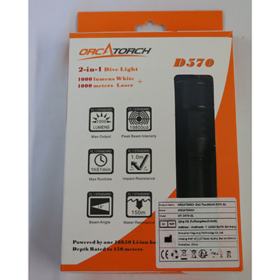 OrcaTorch Laserpointer with Dive light, ORCATORCH D570 2-in-1 Dive Light 제품사진 #4