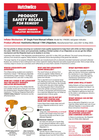 Hutchwilco Classic 170N Manual Inflatable Lifejacket 제품사진 #2