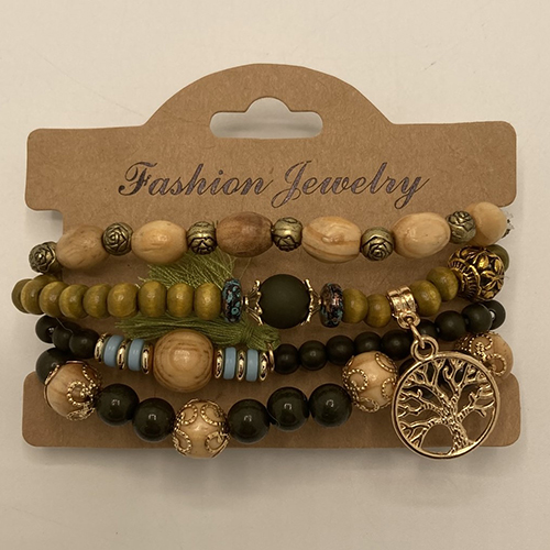 Boho wooden bracelet 4Pcs/Set 제품사진 #1