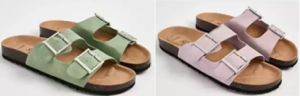 Ladies double buckle flatbed sandals 제품사진 #1