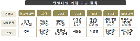 연령대별 위해 다발 품목